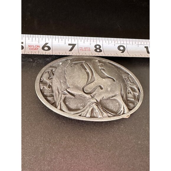 Skull Belt Buckle Metal Oval Lead-Free Gothic Design 5"x3" One Size - Picture 6 of 6